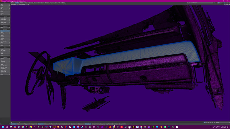 A screenshot of 3D model of the interior of a monster truck in CAD software.