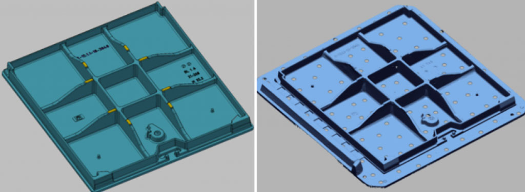 Two images of a tooling on 3D format