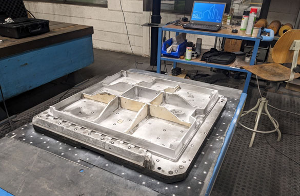 Tooling placed on a table with targets