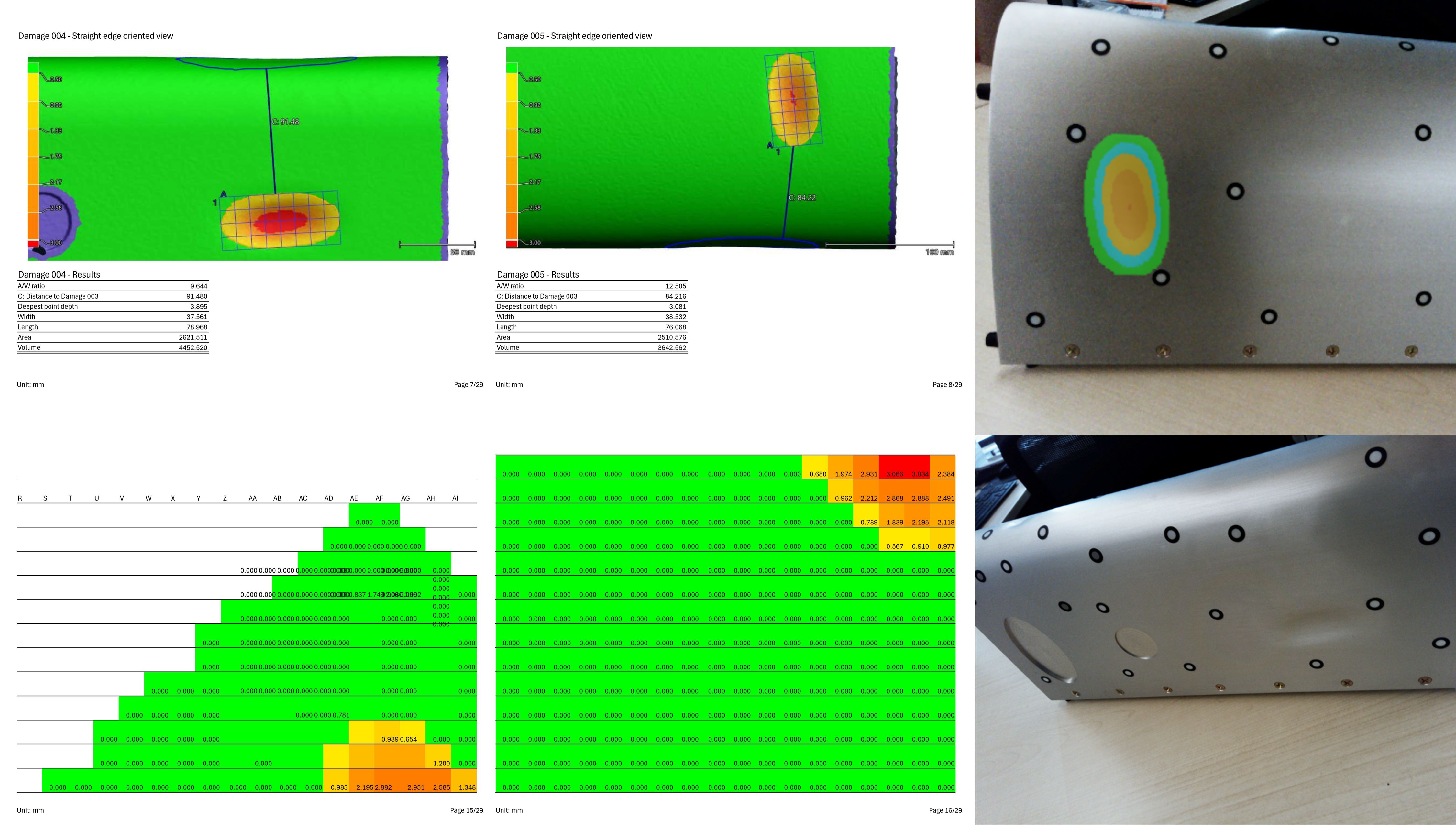 An example of a report displaying colormaps, data points, and pictures taken with the EVO Series.