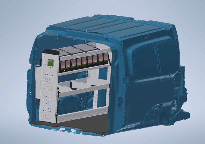 3D scan data screenshot of a vehicle panel in Inventor Software