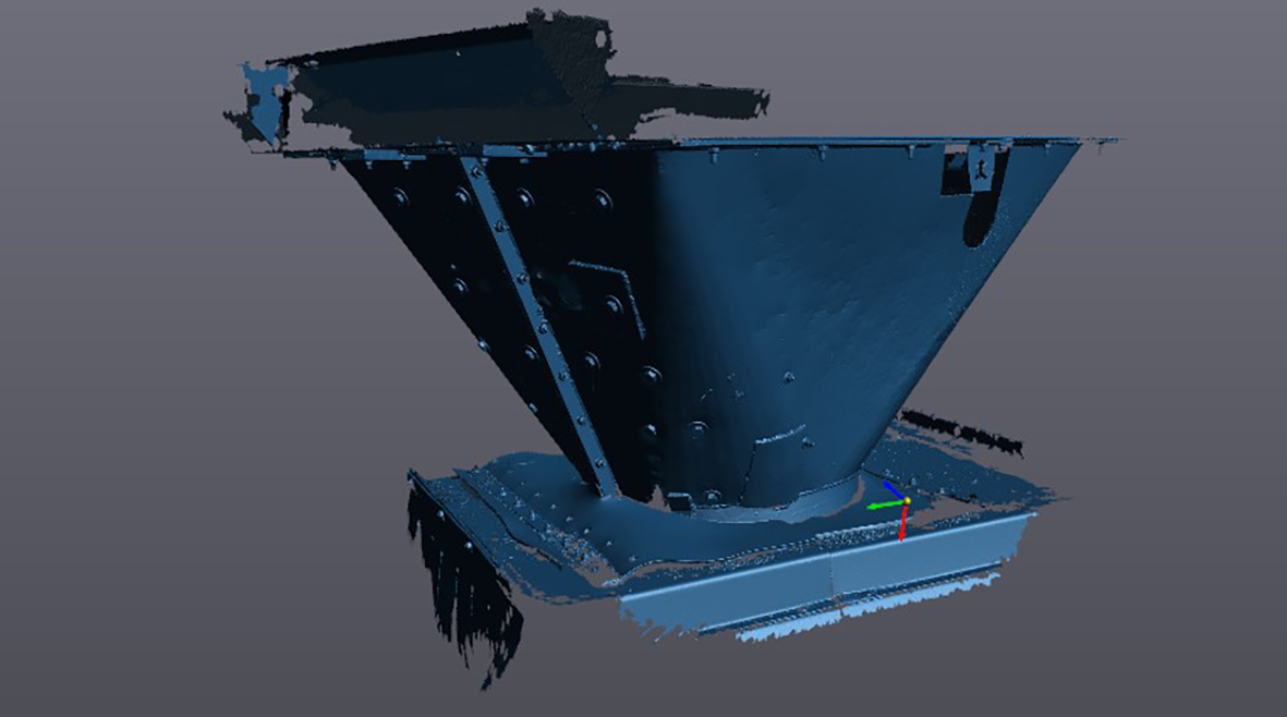 Creating a 3D model of a transfer funnel with a 3D scanner and integrated software