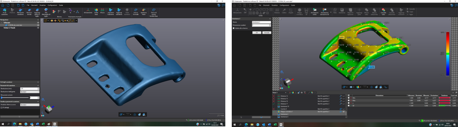 Esempio di scansione di un altro tetto. Esempio di scansione con mappa di colore che mostra le deviazioni in VXelements
