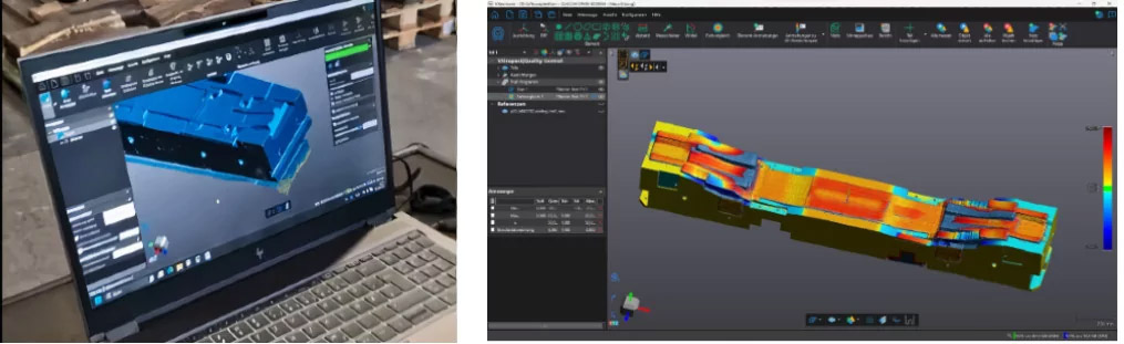 3D scan in the VXinspect software and Engraving comparison after welding on a forming tool with color comparison