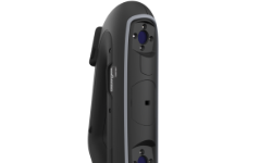 Close-up of the PRO Series 3D scanner featuring sleek black design and lenses