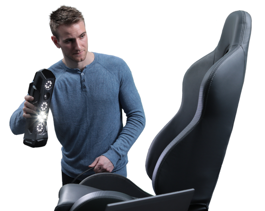 Expert scanning car seat with Go!SCAN 3D SPARK