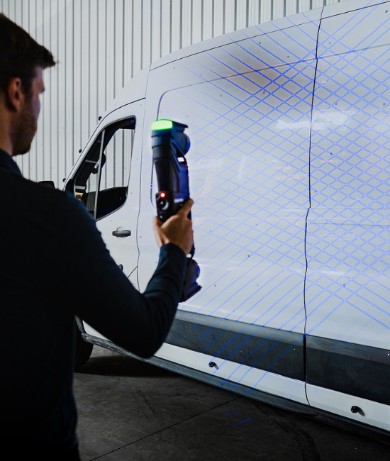 HandySCAN 3D MAX scanning white side van