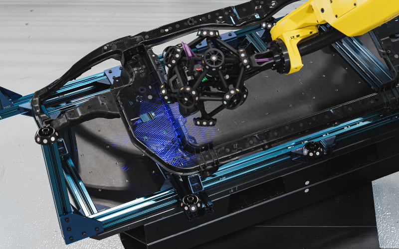 MetraSCAN 3D-R scanning car frame for inspection