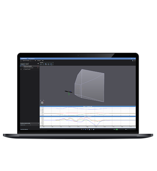 Laptop screen showcasing the Dynamic Tracking software interface