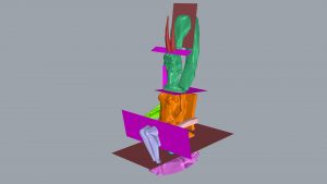 Modèle 3D de la statue sectionné pour la mise à l'échelle de la production