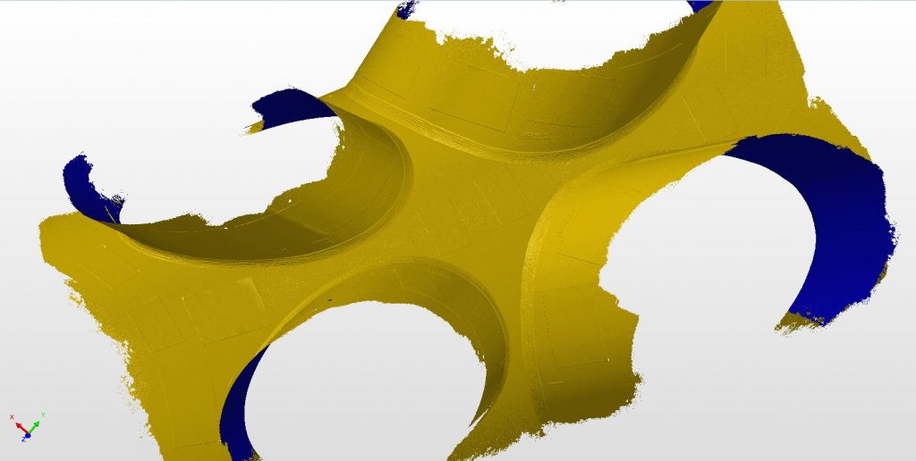 Modelo 3D de tuberías en color amarillo
