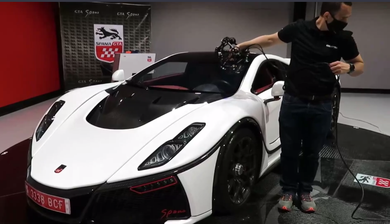 Complete GTA SPANO white car been scanned by the MetraSCAN BLACK