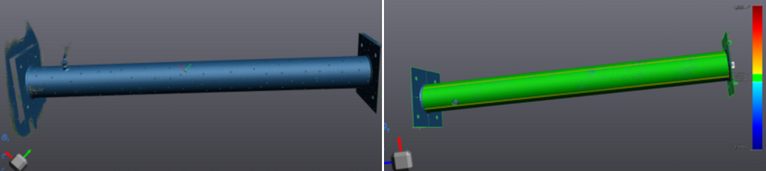 Scan and CAD of a high-strength composite column with color deviation