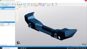 Screenshot of a 3D Scan of a bumper in the VXelements acquisition software