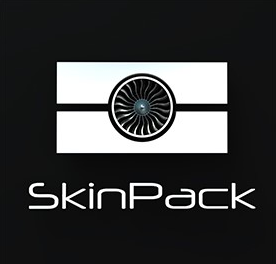 Black and white SkinPack logo