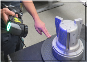 Pump part being scanned with a HandySCAN BLACK
