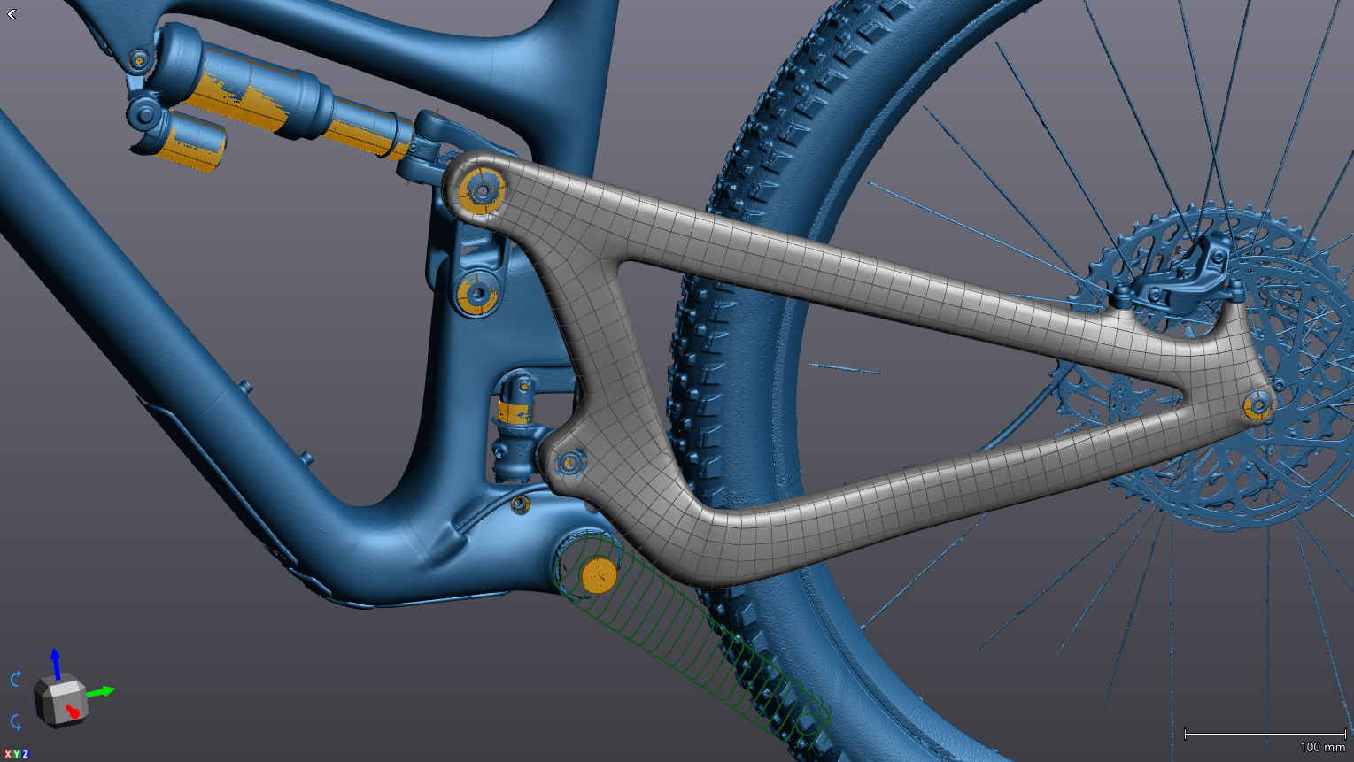 Scanned mesh representation of a mountain bike chainstay