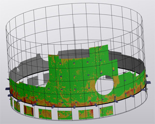 Mapping of the column skirt after scanning